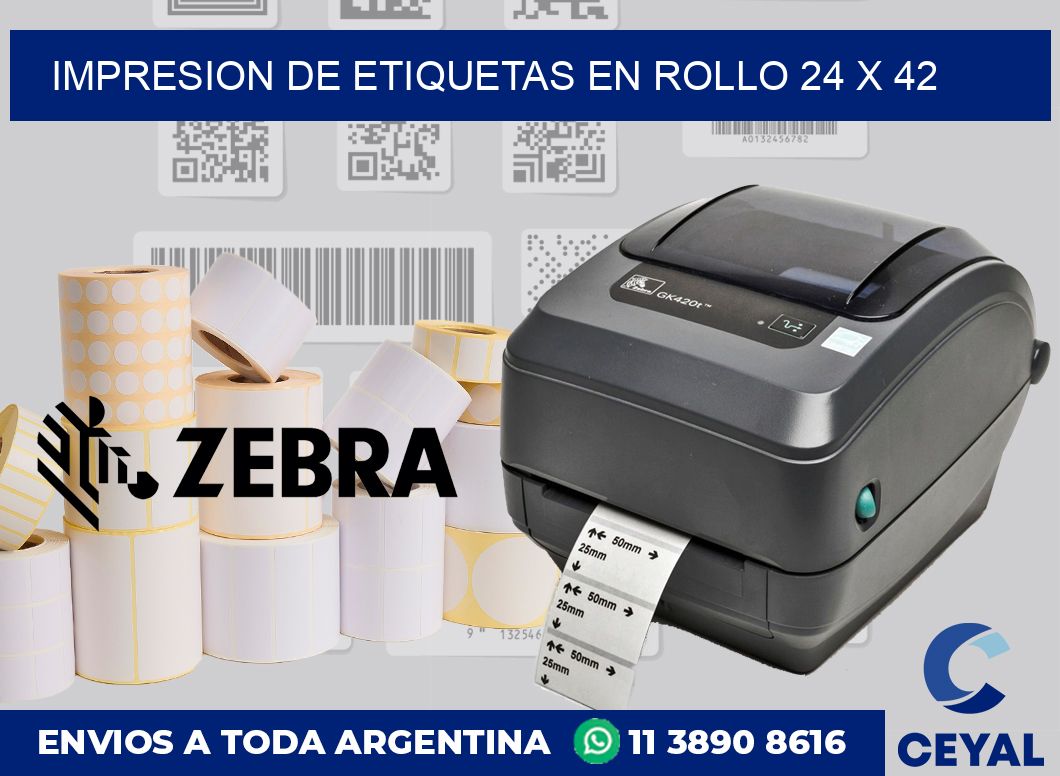 Impresion de etiquetas en rollo 24 x 42
