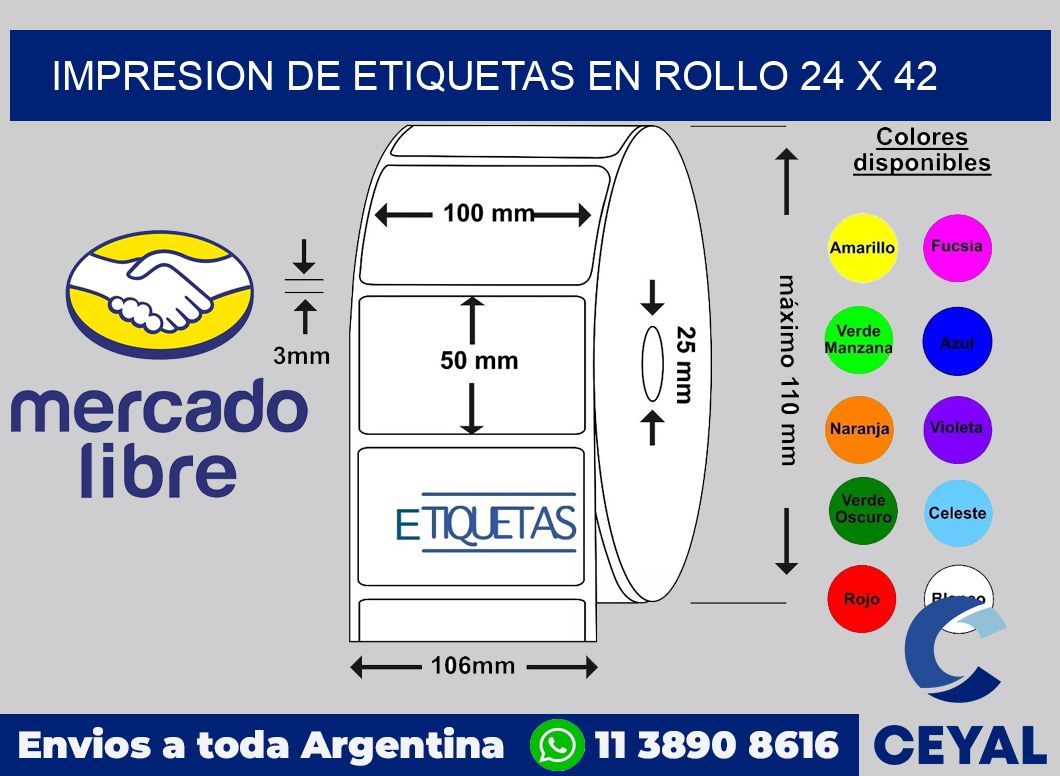 Impresion de etiquetas en rollo 24 x 42