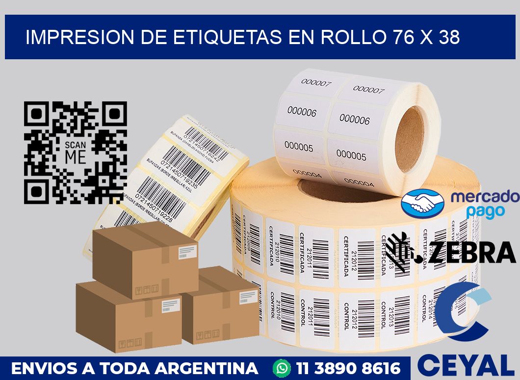 Impresion de etiquetas en rollo 76 x 38
