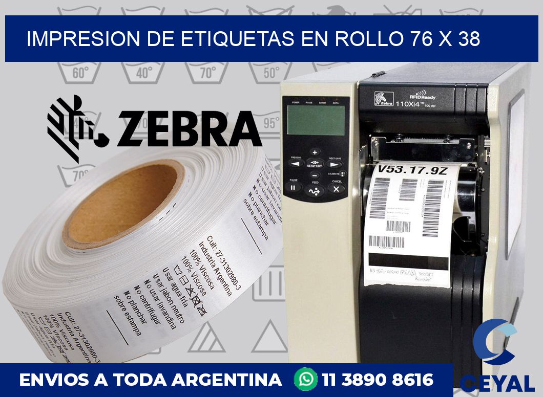 Impresion de etiquetas en rollo 76 x 38