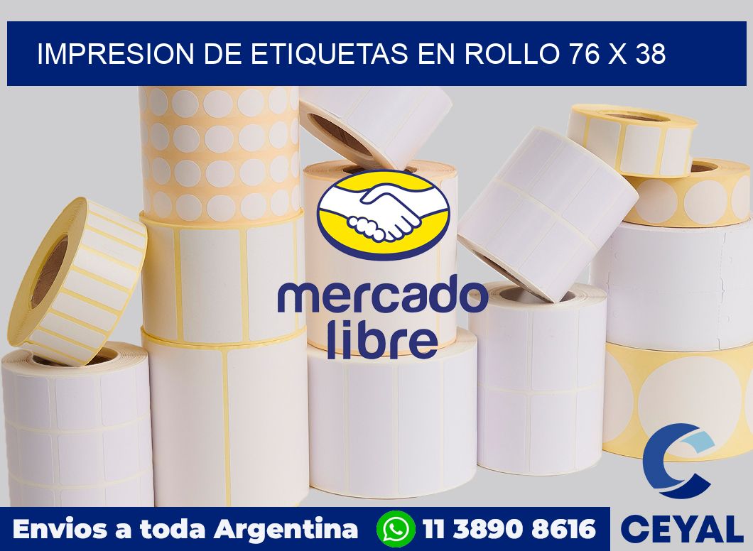 Impresion de etiquetas en rollo 76 x 38