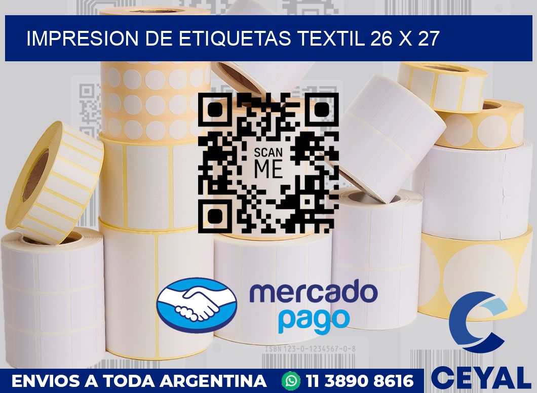 Impresion de etiquetas textil 26 x 27