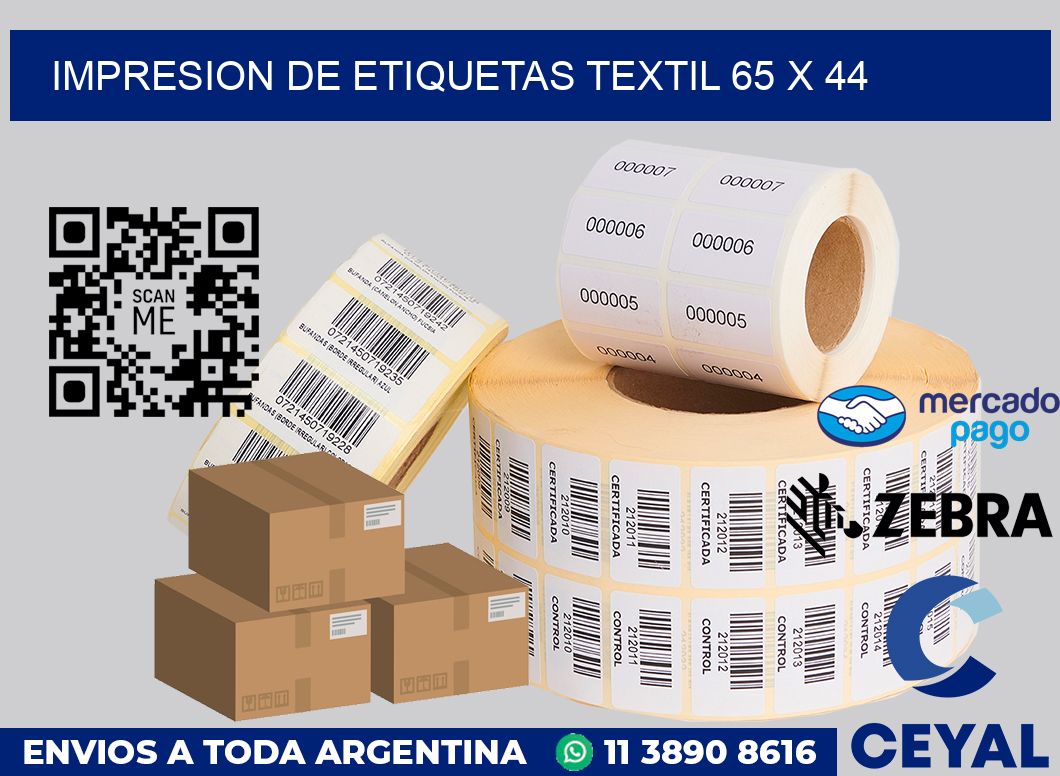 Impresion de etiquetas textil 65 x 44