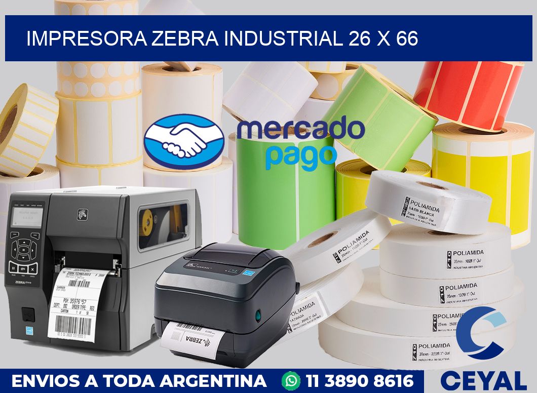 Impresora Zebra industrial 26 x 66