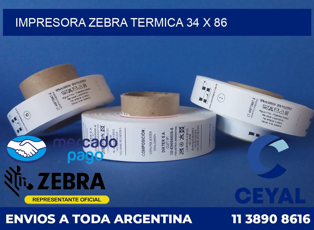 Impresora Zebra termica 34 x 86