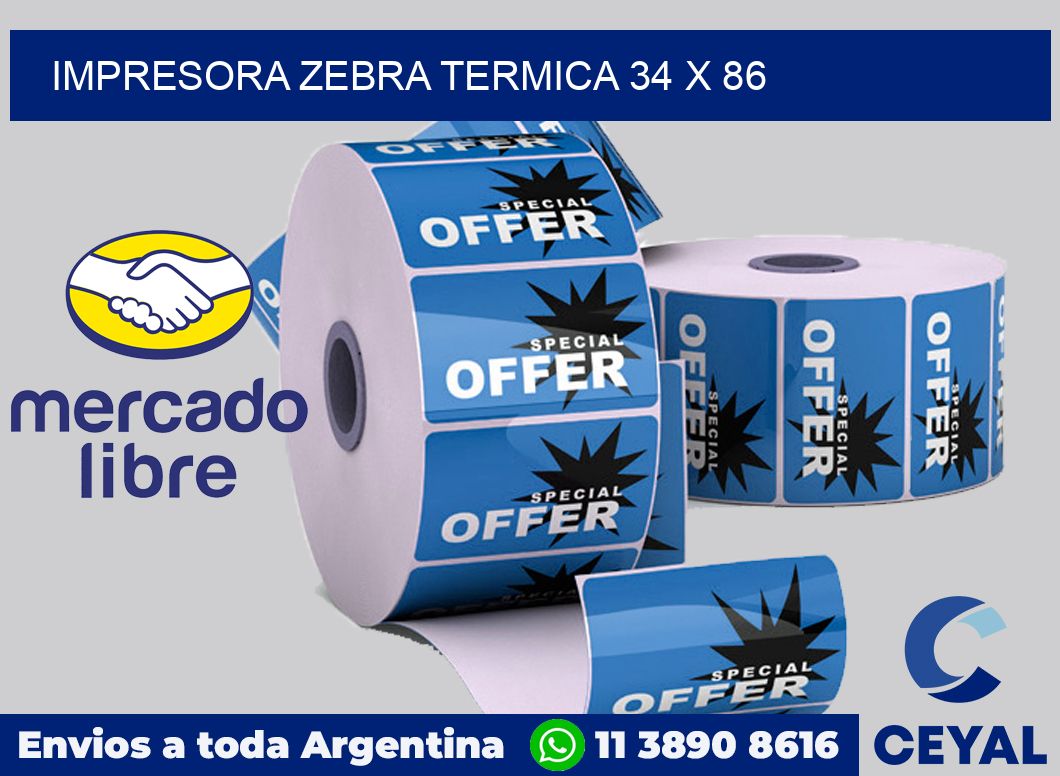 Impresora Zebra termica 34 x 86