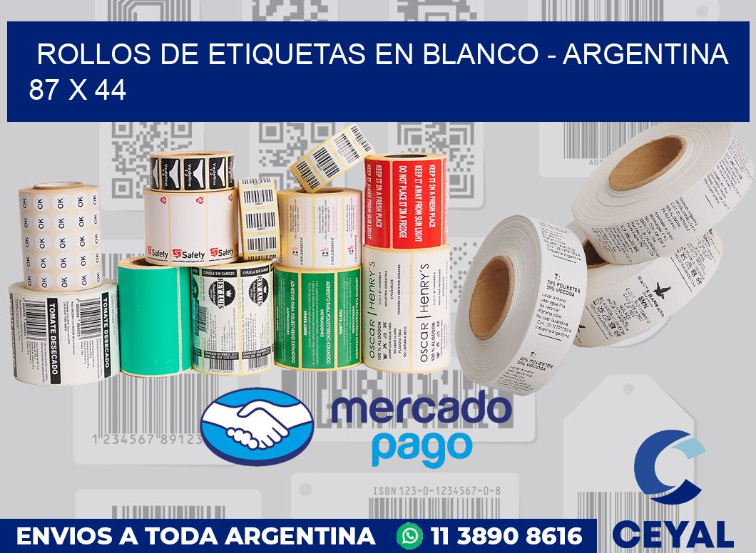 Rollos de etiquetas en blanco - Argentina 87 x 44
