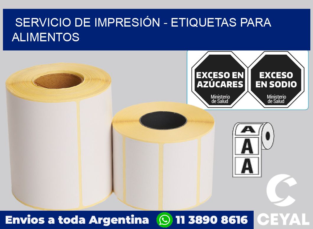 SERVICIO DE IMPRESIÓN - ETIQUETAS PARA ALIMENTOS