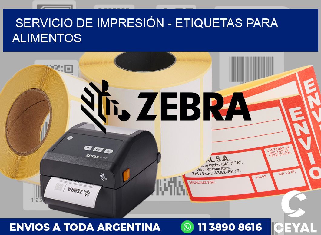 SERVICIO DE IMPRESIÓN - ETIQUETAS PARA ALIMENTOS
