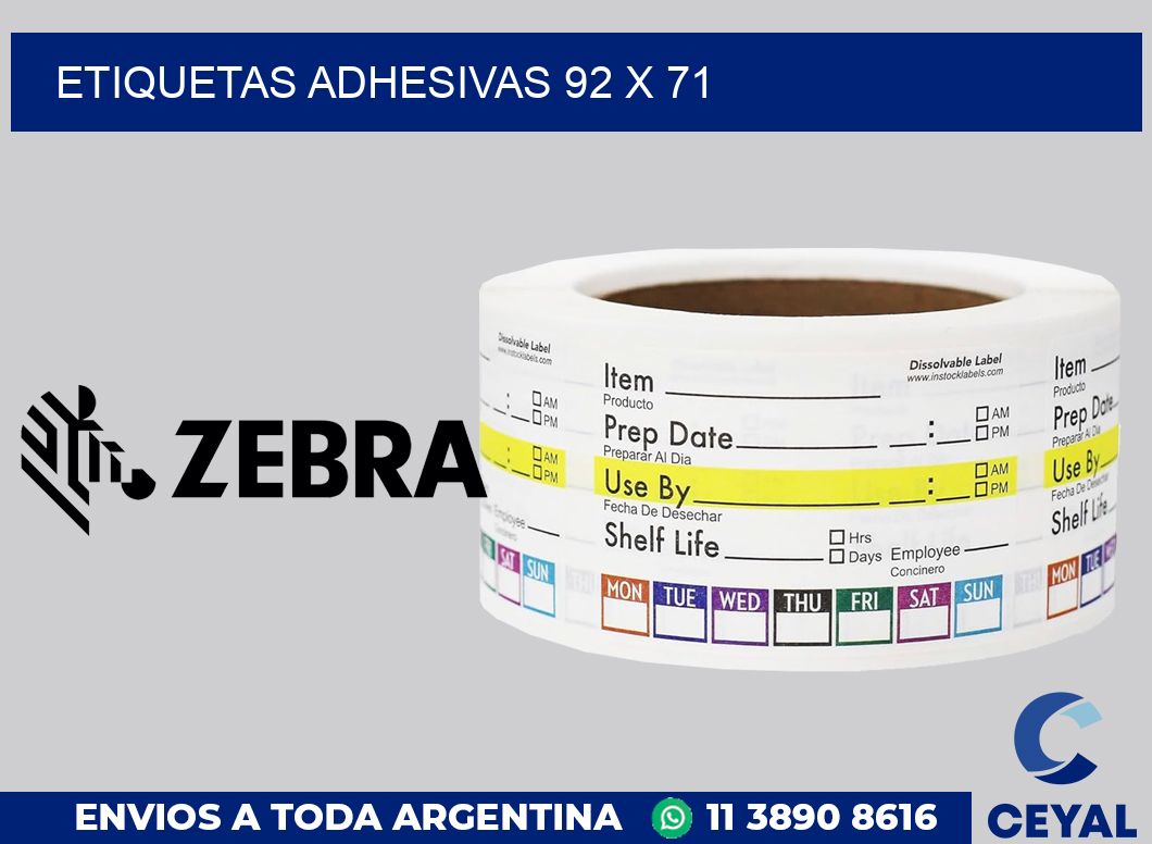 etiquetas adhesivas 92 x 71
