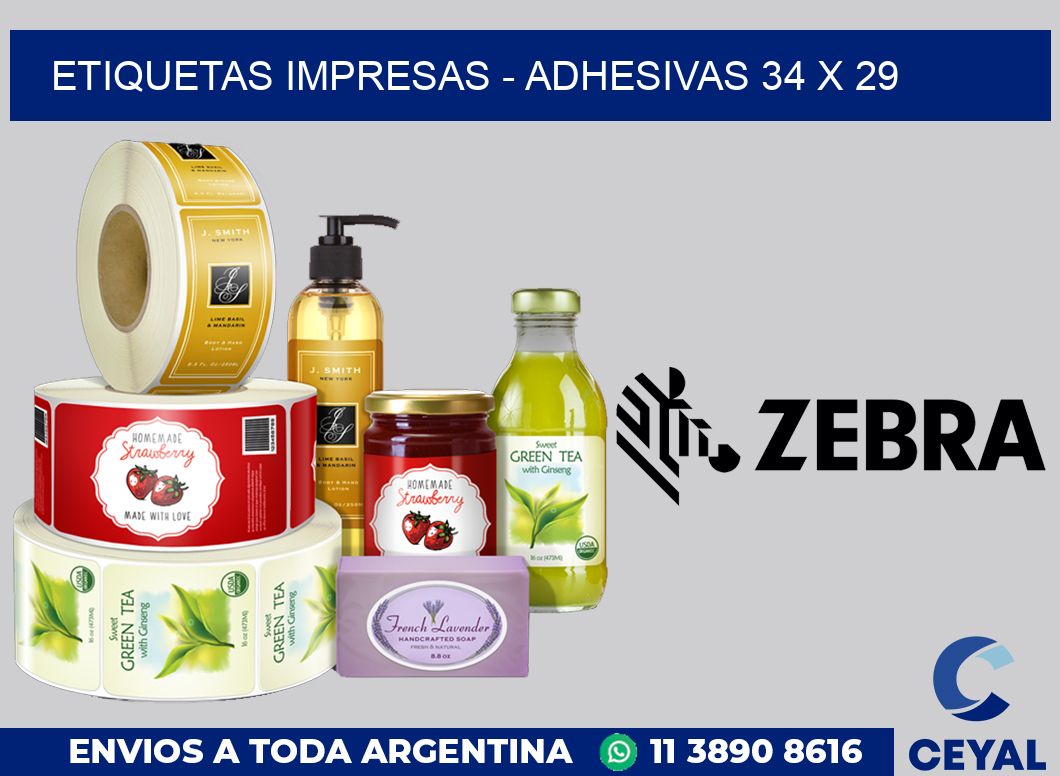 etiquetas impresas - Adhesivas 34 x 29