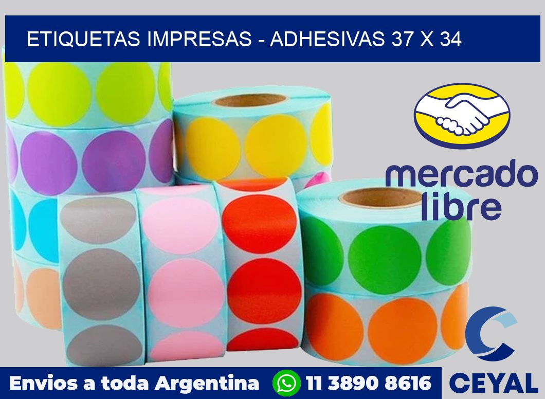 etiquetas impresas - Adhesivas 37 x 34