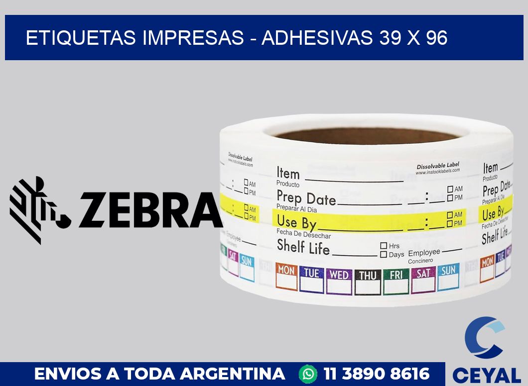 etiquetas impresas - Adhesivas 39 x 96