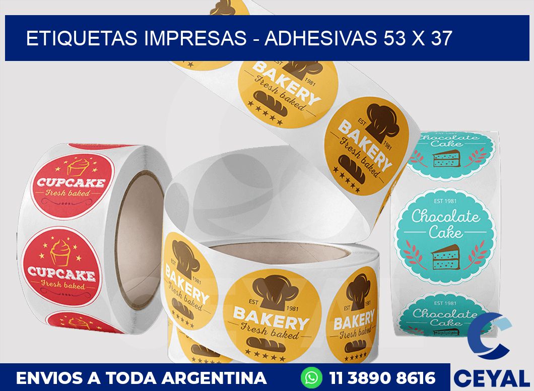etiquetas impresas - Adhesivas 53 x 37