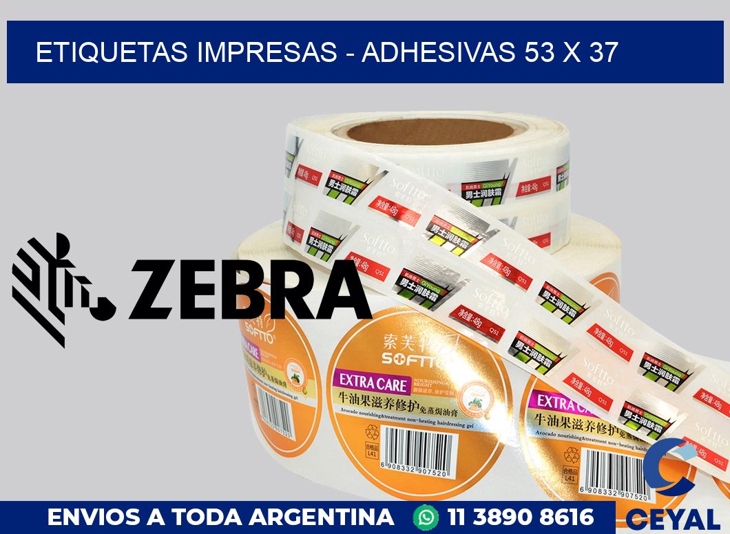 etiquetas impresas - Adhesivas 53 x 37