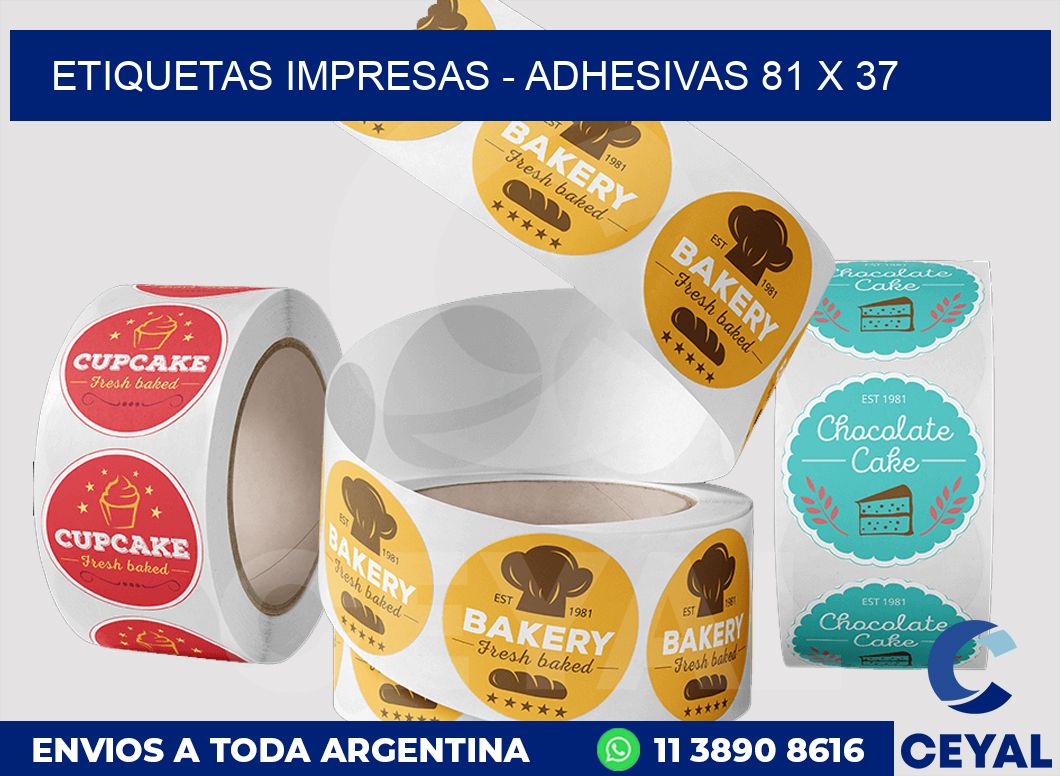 etiquetas impresas - Adhesivas 81 x 37