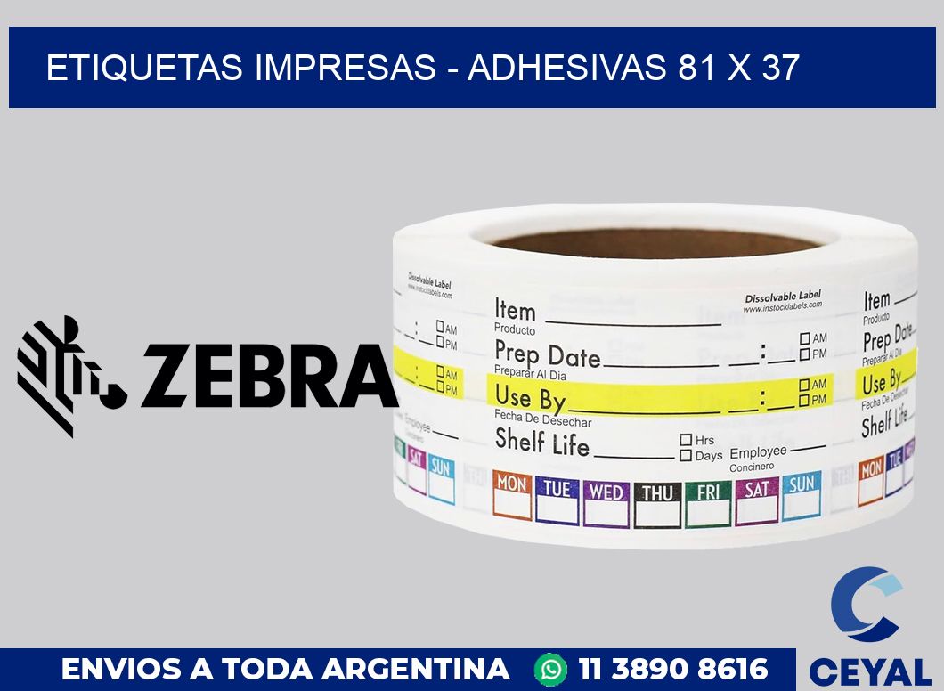 etiquetas impresas - Adhesivas 81 x 37