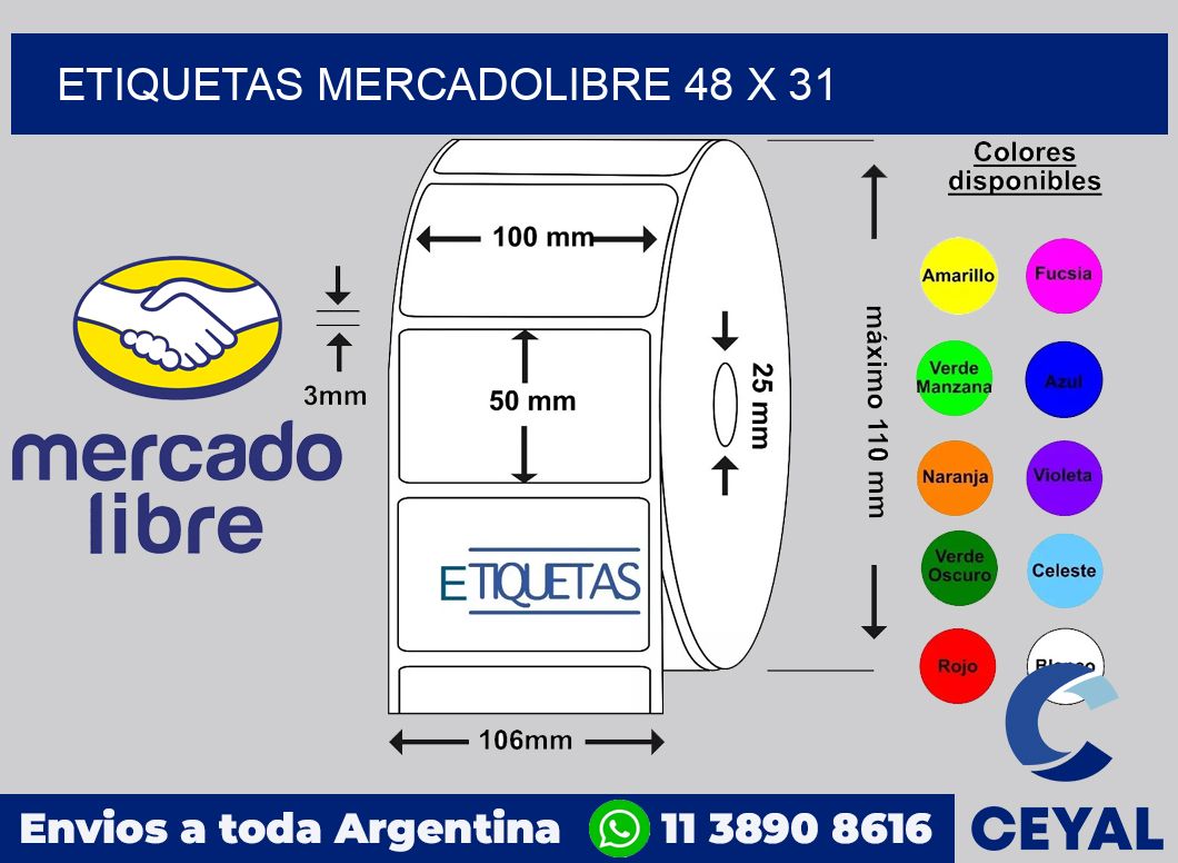 etiquetas mercadolibre 48 x 31