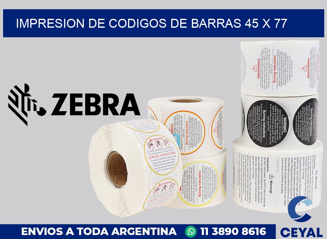 impresion de codigos de barras 45 x 77