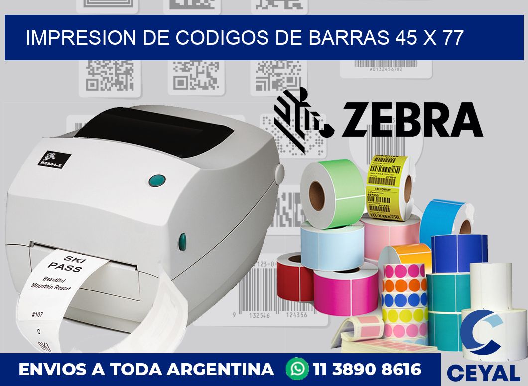 impresion de codigos de barras 45 x 77