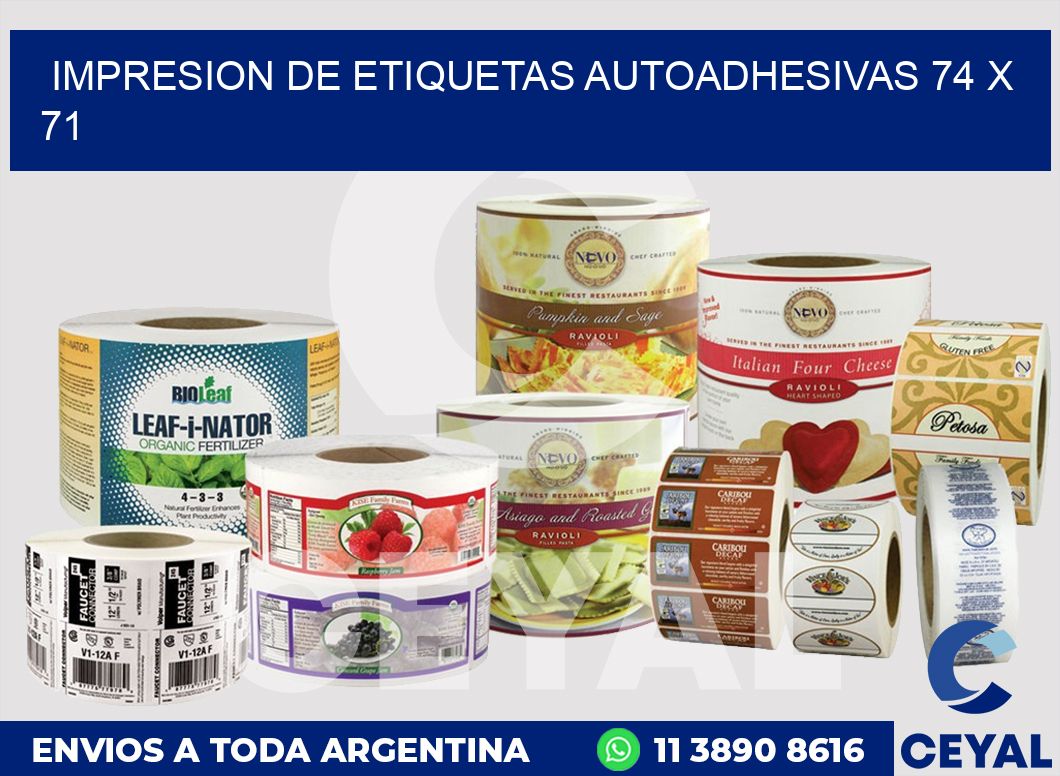 impresion de etiquetas autoadhesivas 74 x 71