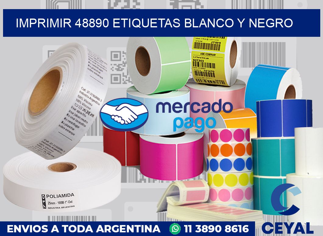 imprimir 48890 etiquetas blanco y negro