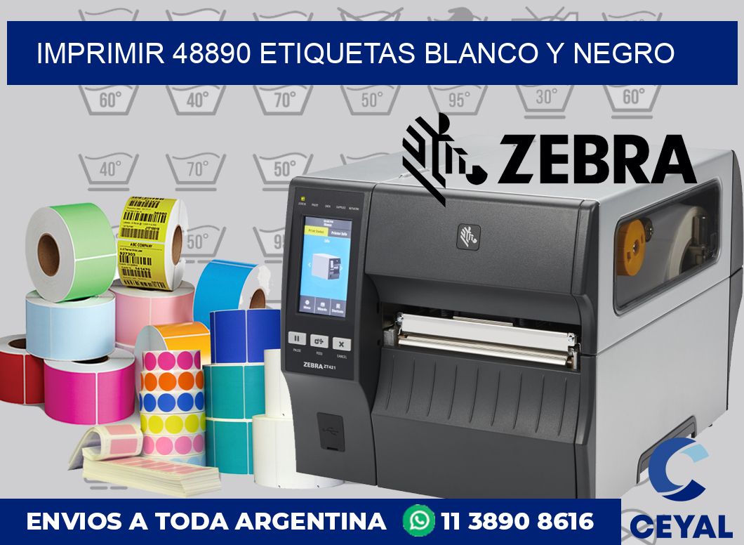 imprimir 48890 etiquetas blanco y negro