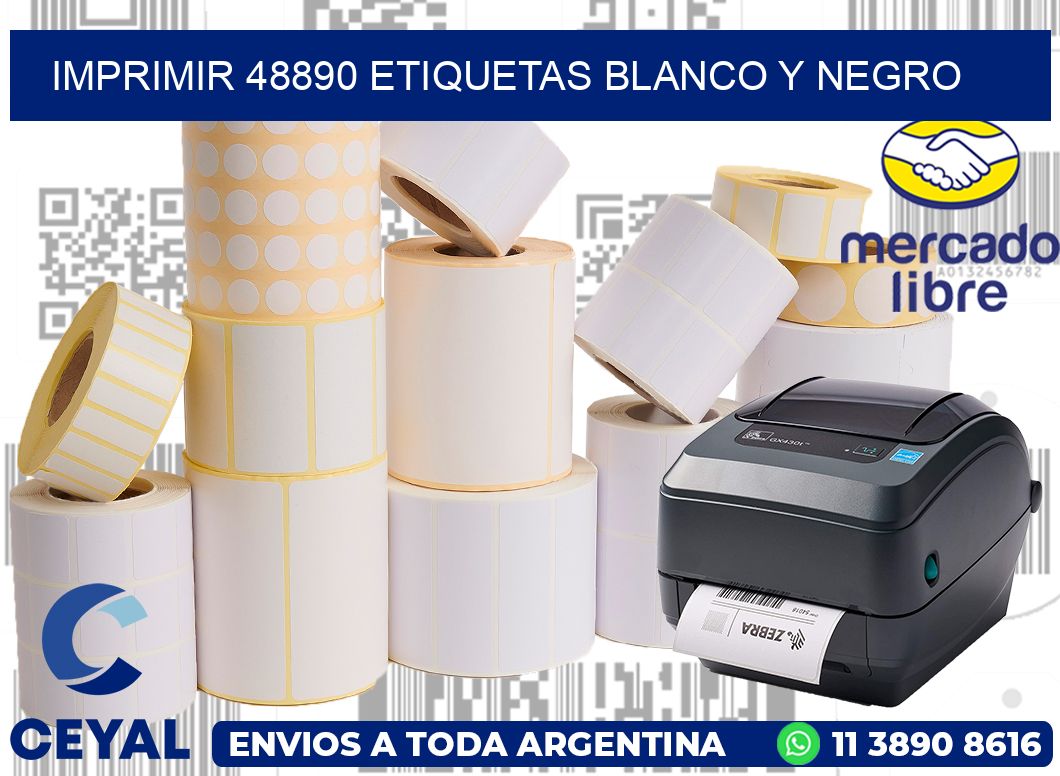 imprimir 48890 etiquetas blanco y negro