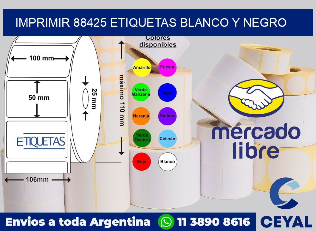 imprimir 88425 etiquetas blanco y negro