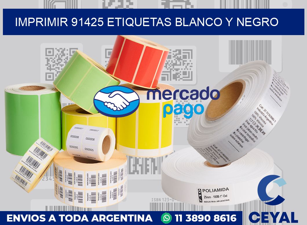 imprimir 91425 etiquetas blanco y negro