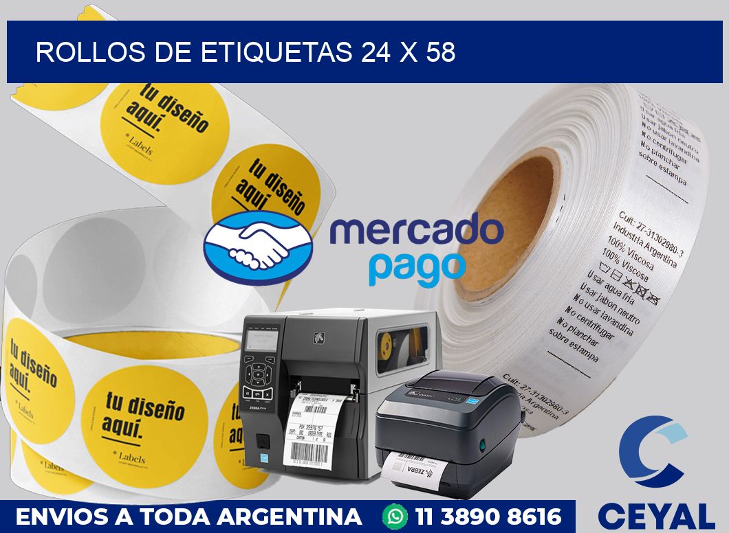 rollos de etiquetas 24 x 58