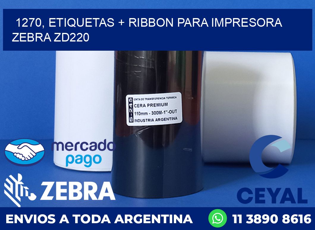 1270, etiquetas + ribbon para impresora zebra zd220