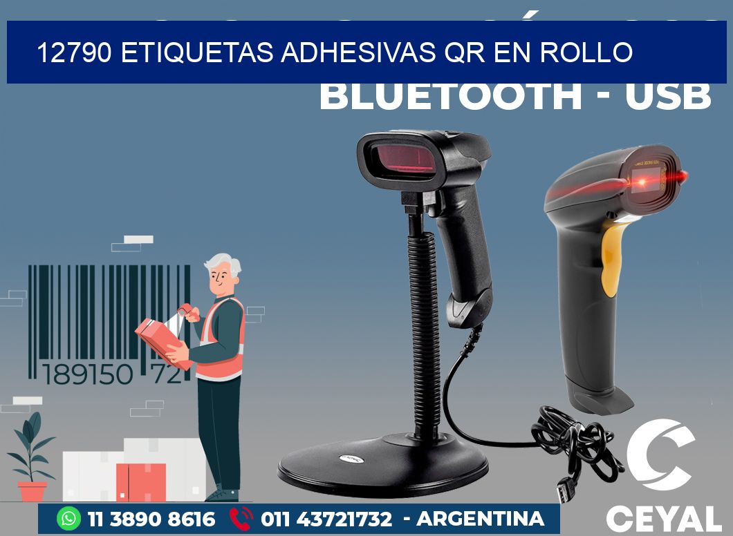 12790 ETIQUETAS ADHESIVAS QR EN ROLLO