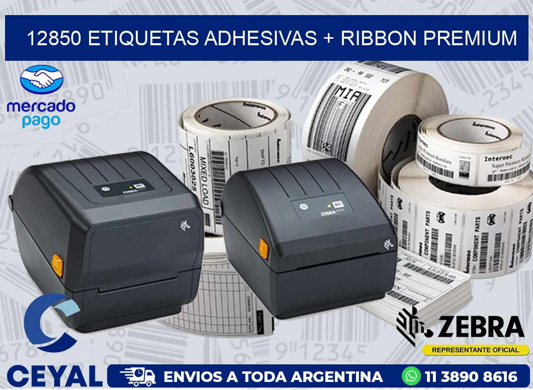 12850 ETIQUETAS ADHESIVAS + RIBBON PREMIUM