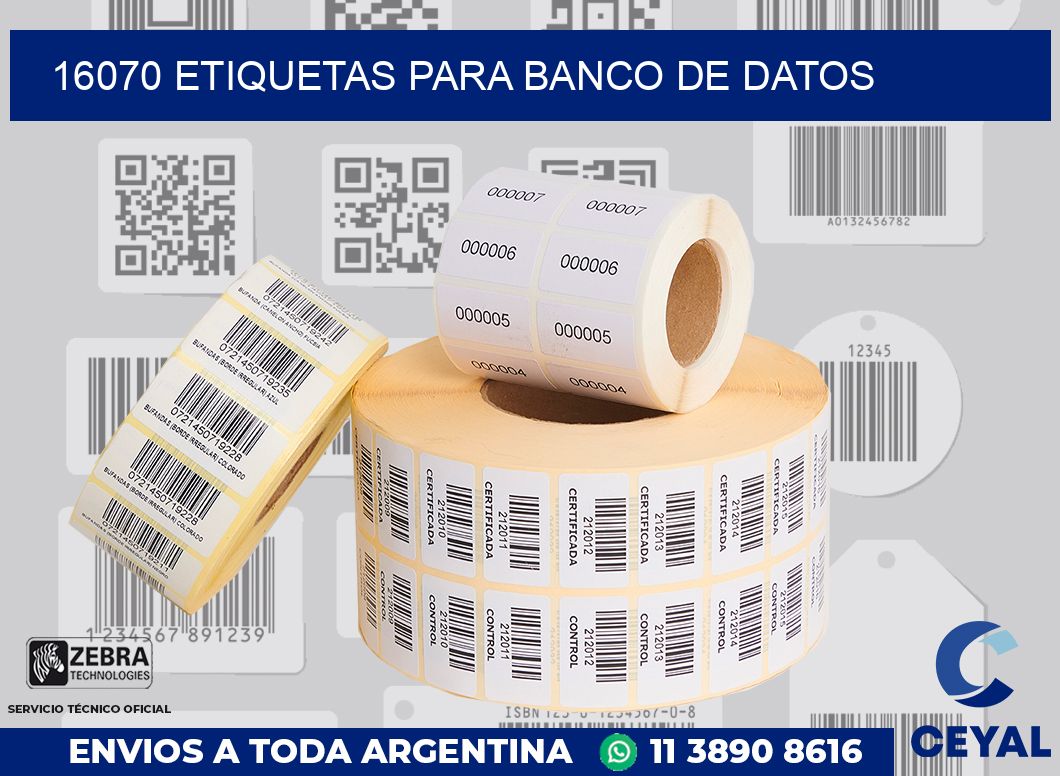 16070 ETIQUETAS PARA BANCO DE DATOS