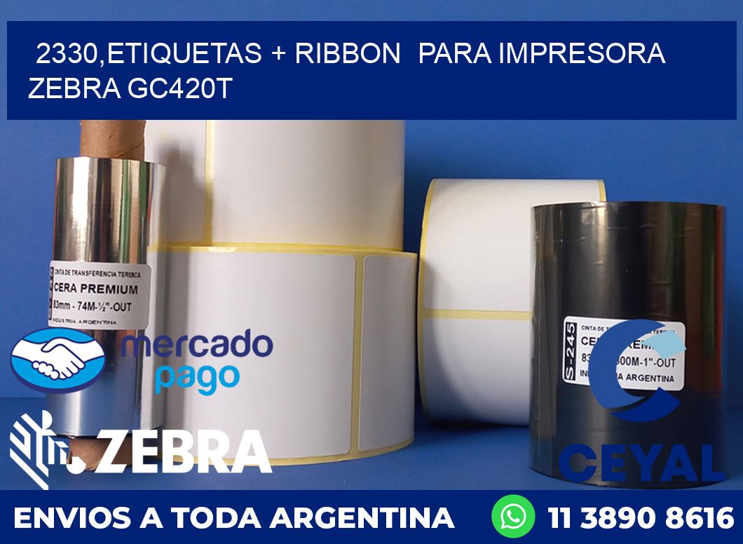 2330,etiquetas + ribbon  para impresora zebra GC420T