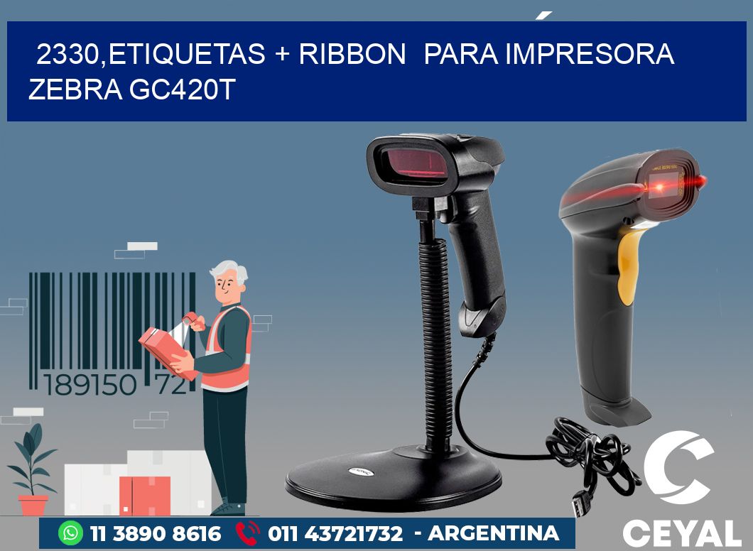 2330,etiquetas + ribbon  para impresora zebra GC420T