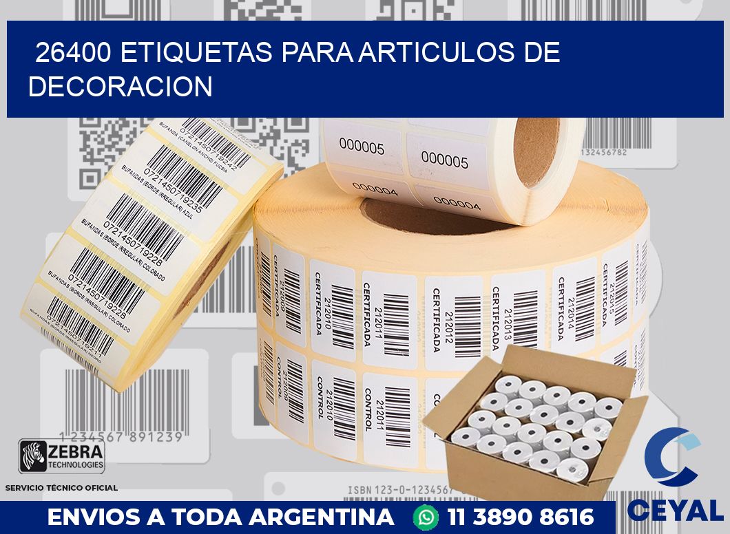 26400 ETIQUETAS PARA ARTICULOS DE DECORACION