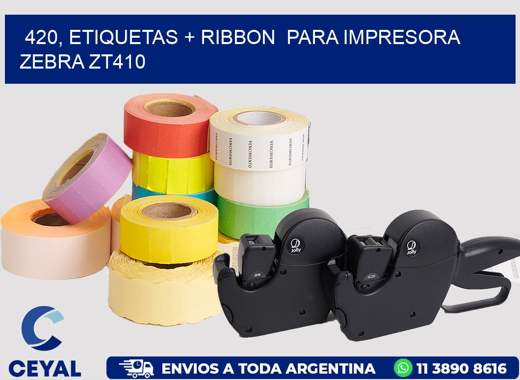 420, etiquetas + ribbon  para impresora zebra ZT410