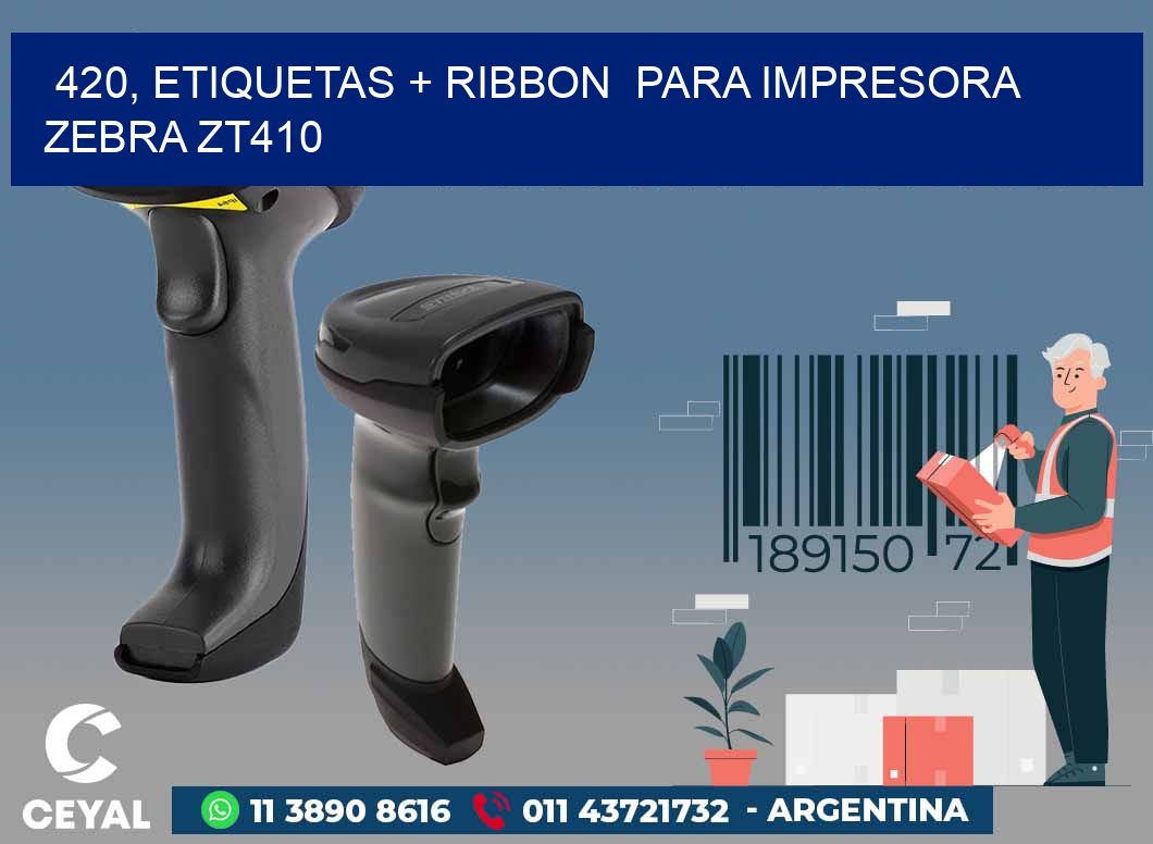 420, etiquetas + ribbon  para impresora zebra ZT410