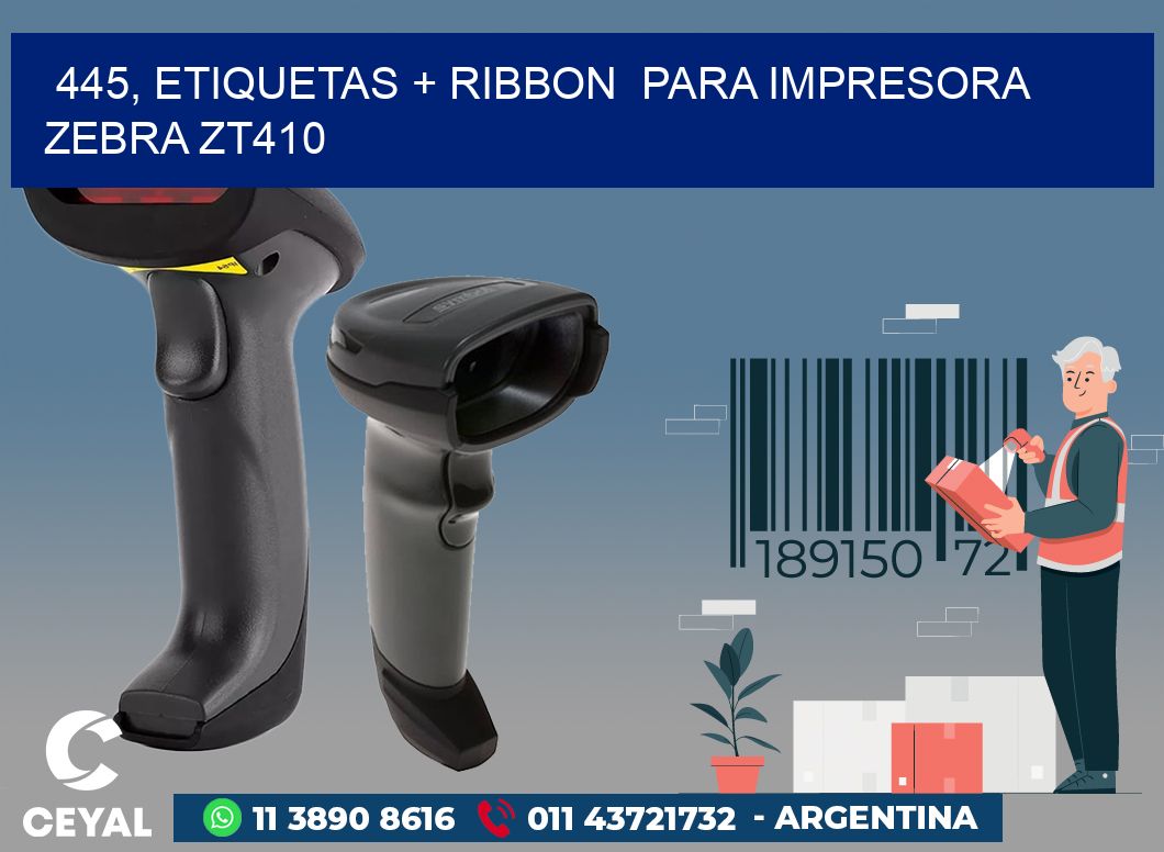 445, etiquetas + ribbon  para impresora zebra ZT410