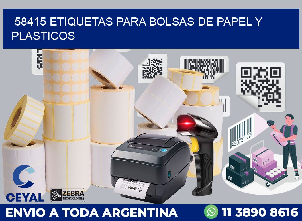 58415 ETIQUETAS PARA BOLSAS DE PAPEL Y PLASTICOS