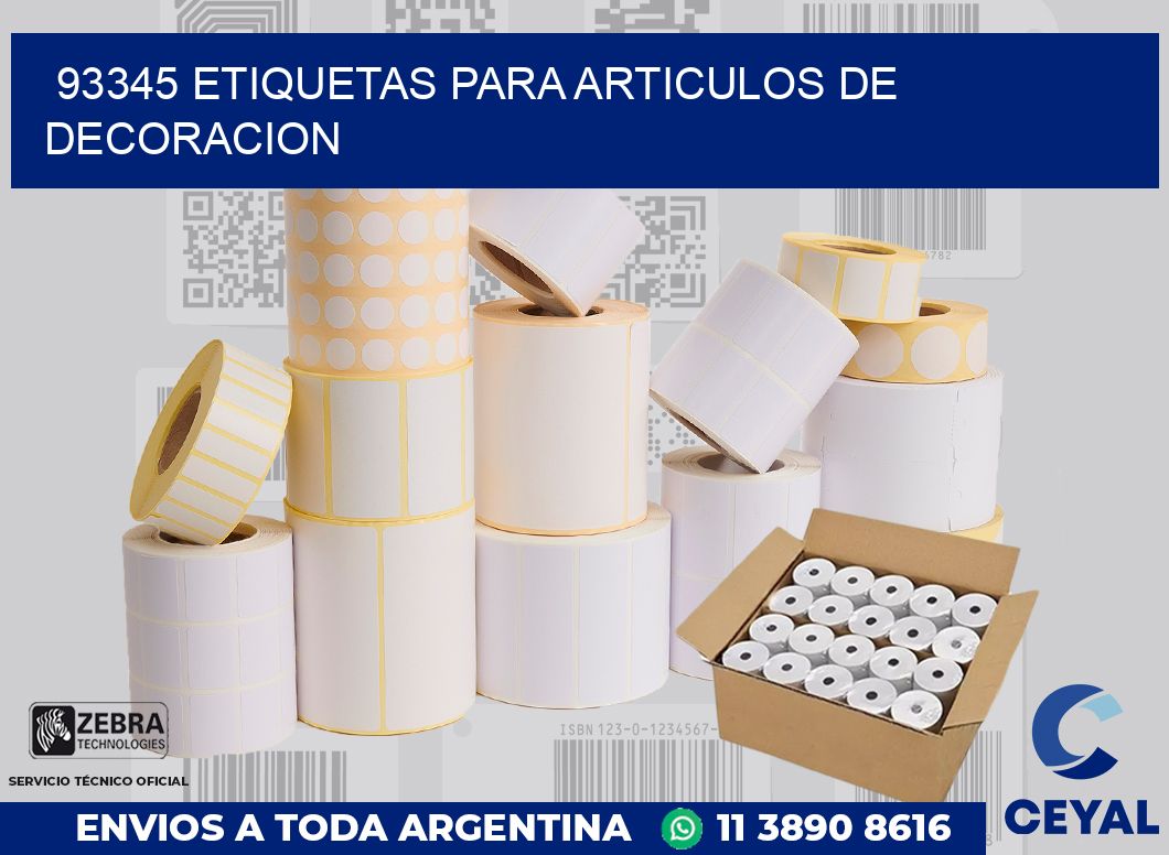 93345 ETIQUETAS PARA ARTICULOS DE DECORACION