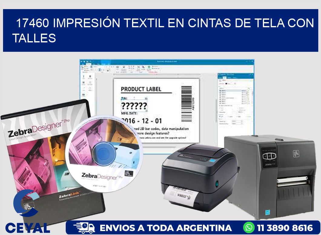 17460 IMPRESIÓN TEXTIL EN CINTAS DE TELA CON TALLES