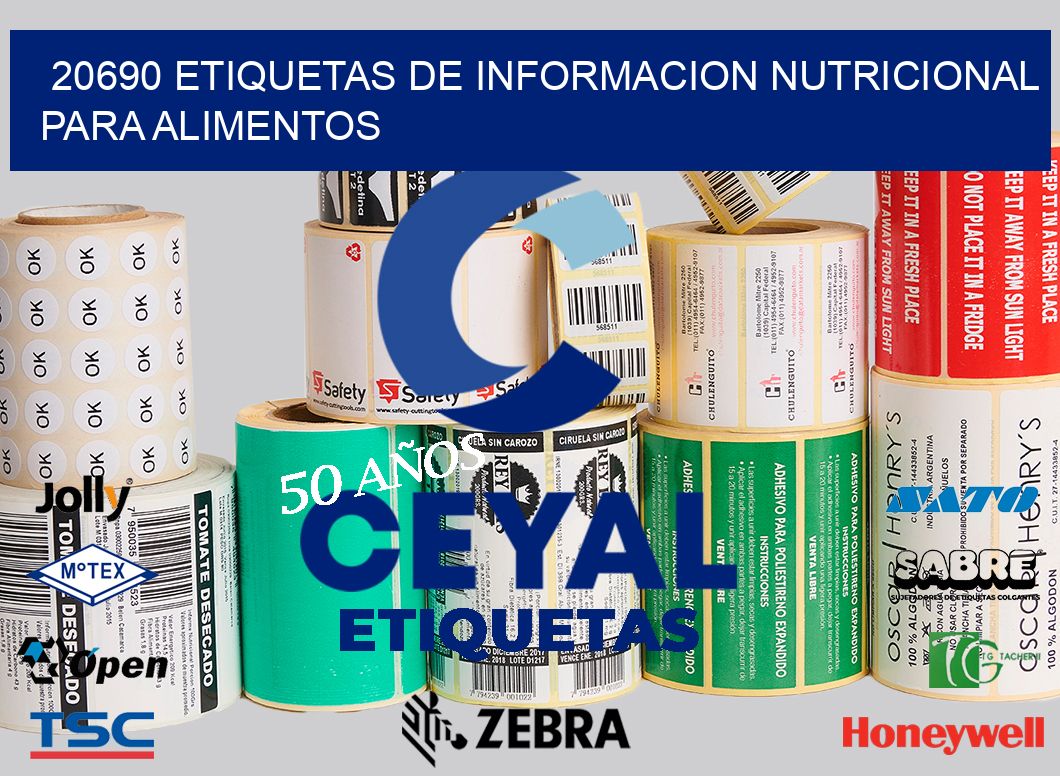 20690 ETIQUETAS DE INFORMACION NUTRICIONAL PARA ALIMENTOS
