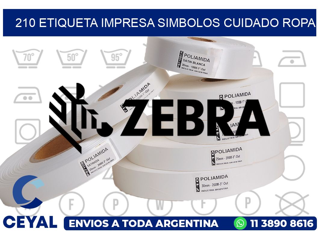 210 ETIQUETA IMPRESA SIMBOLOS CUIDADO ROPA