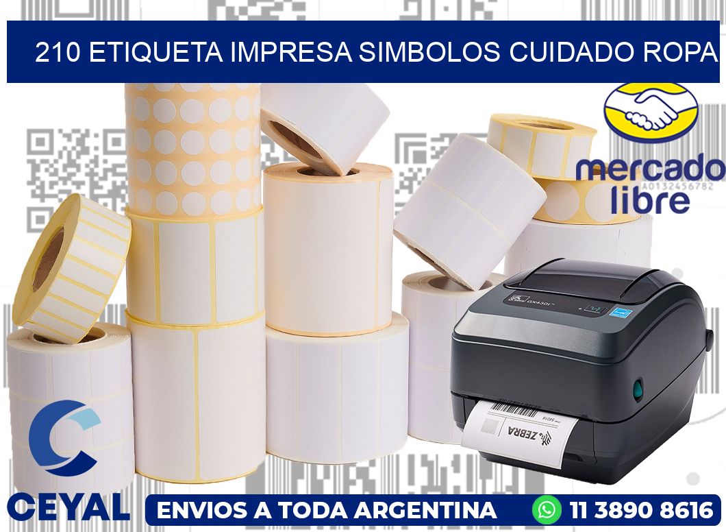 210 ETIQUETA IMPRESA SIMBOLOS CUIDADO ROPA