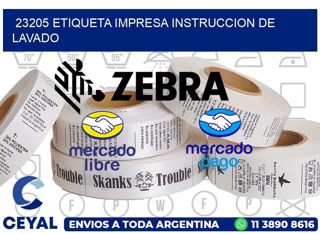 23205 ETIQUETA IMPRESA INSTRUCCION DE LAVADO