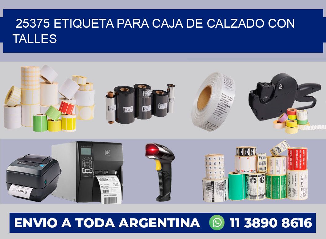 25375 ETIQUETA PARA CAJA DE CALZADO CON TALLES