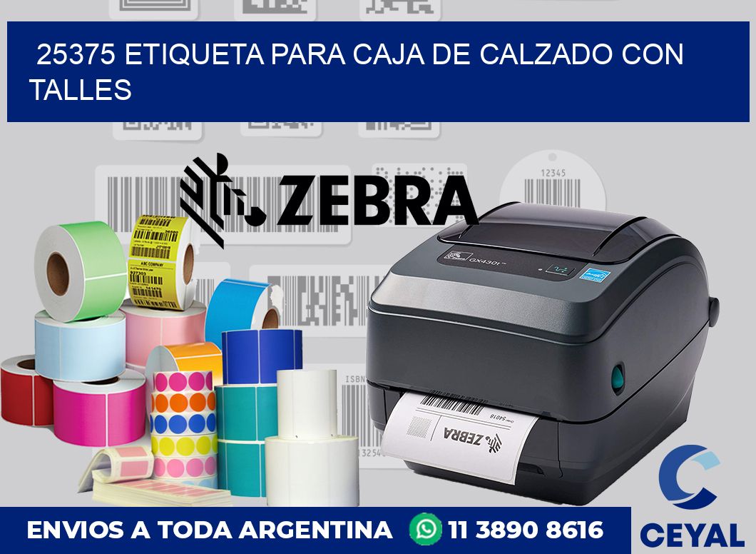 25375 ETIQUETA PARA CAJA DE CALZADO CON TALLES